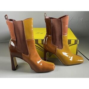 Circus By Sam Edelman Boots Womens Size 10 Brown Patent Chelsea Ankle Colorblock